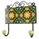 Sunflower Ceramic Tile Hook With Forest Green